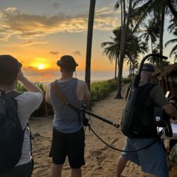 Internationale Filmproduktion am Strand